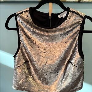 Silver Sequin Crop Tank Top